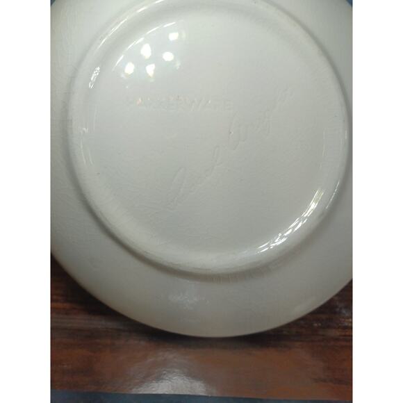 Vintage Harkerware Green 2 Pc Saucers Russel Wright Signed - Picture 8 of 13